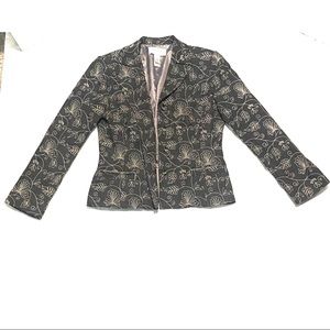Liz Claiborne Embroidered Floral Print Suit Blazer Jacket